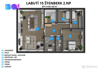Prodej bytu 4+kk se zahradou, 102 m², ul. Labutí, Šternberk - 19