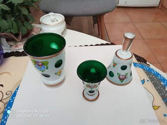Staré barevné sklo hutní vázy mísy sklenice - 19