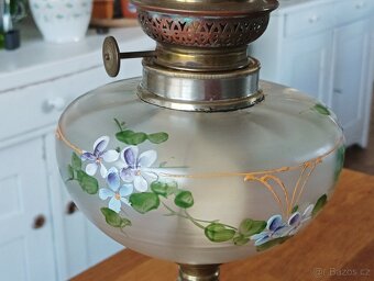 STAROŽITNÁ RUČNĚ MALOVANÁ PETROLEJKA SECESE/ART DECO FRANCE - 19