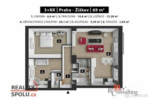 Prodej, byty/3+kk, 69 m2, Pod lipami 2566/23, Žižkov, 13000  - 19