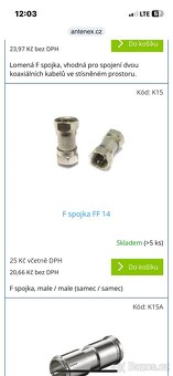 Prodám nepouž.anténní konektory,redukce,spojky,přechodky F-I - 19