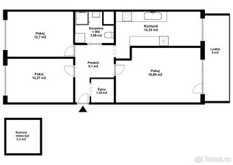 Byt 3+1 v OV po rekonstrukci, 84,6 m2 s prosklenou lodžií - - 19