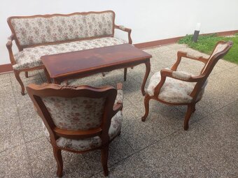 Sedací souprava, sofa, 2 křesla, stolek, baroko - 19