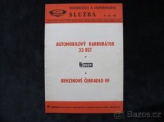 Karburátor automobilový 32 BST JIKOV technická literatúra