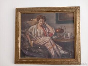 Obraz olej na platně akad.Malíř Hans Wache 1919.