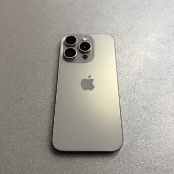 iPhone 15 Pro 128GB natural titan, bez škrábance, rok záruka