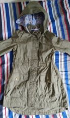 Khaki delší kabát /parka pro malou parádnici 110cm - 1