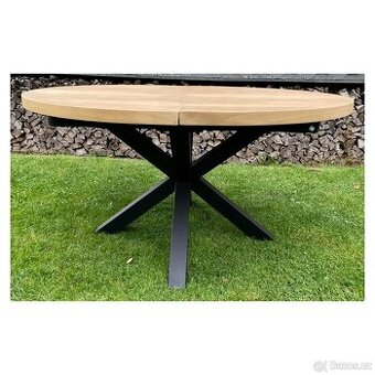 Masivní oválný jídelní stůl - Metalox 150 cm