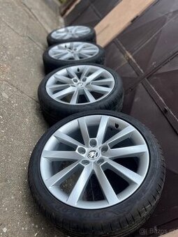 Prodám originální alu kola Škoda 18” + letní pneu Dunlop - 1