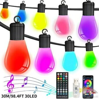 Venkovní S14 řetězová světla barvy RGBIC 40m nové