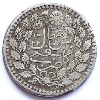 Čínský Turkestán/Sinkiang, stříbrný 5 miskál 1904, vzácný