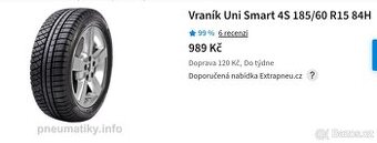 Vraník 185/60 r15 celoroční