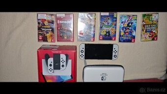 Nintendo switch OLED + 6 her, obal