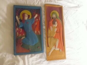 Staré malované Dřevořezby Svatých - RELIEFY - B. NOWICKY