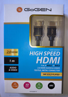 Kabel GoGEN HDMI 2.0, 1m, pozlacený, opletený, High speed, s