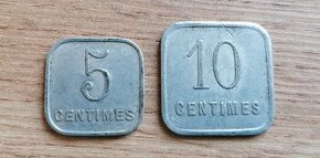 Francie 5+10 Centimes 1921 lokální nouzové francouzské mince