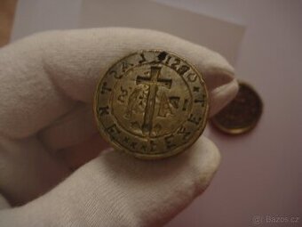 Barokní staré pečetidlo pečet obce 1745 Lazce u Troubelic