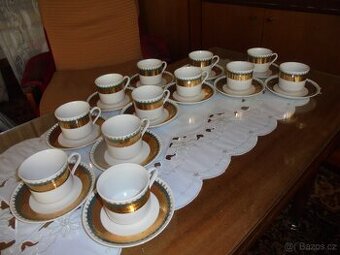 Sada 12 ks porcelánových zlacený hrníčků - na kávu nebo čaj
