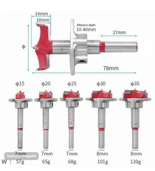 Sada Forstnerových vrtáku do dřeva