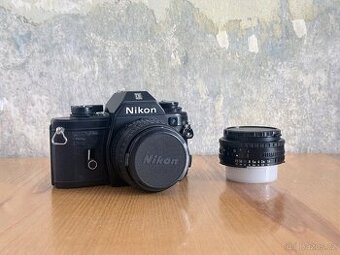 Filmová zrcadlovka NIKON EM + 50mm f1.8 + 28mm f2.8