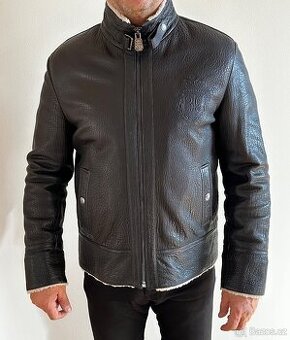 Bunda kožená Billionaire černá s beránkem vel L/XL