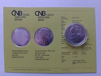 Pamětní stříbrná mince 200Kč 2007 Jarmila Novotná bk