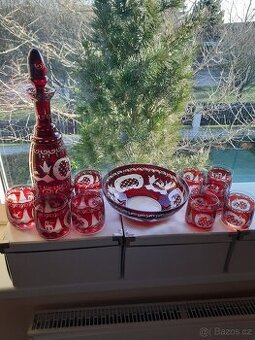 Egermann souprava z červeného skla