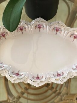 Růzový porcelán, nádherný tác