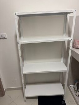 Kovový regál – bílý, 4 police (150 × 75 cm)