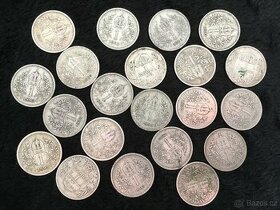 21 kusů stříbrných korun F.J.I., mince Rakousko Uhersko