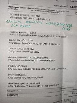 Intel i5-8600k, 16gb ram, GTX 1060 6gb