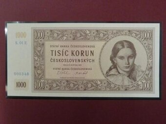 nevydaná 1000 Kčs 9.5.1951 série E 01 novotisk STC ve spol