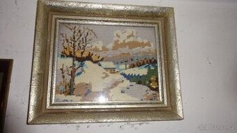 2 vyšívané  zarámované obrázky