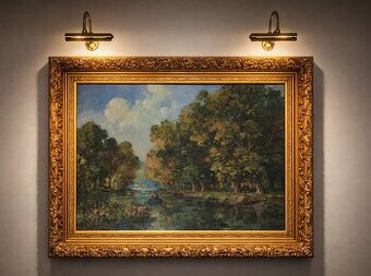 Obraz olej na plátne v hrubém barokním rámu