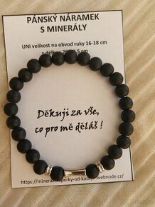 Pánský minerální náramek Onyx matný + ocel