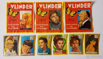 Sada 145 zápalkových nálepek 1966 filmové hvězdy