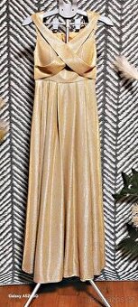 LUXUSNÍ ZLATÉ TŘPYTIVÉ VEČERNÍ ŠATY - RENK - vel. XS