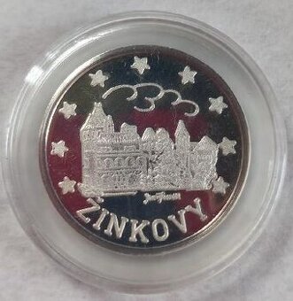 Medaile, Zámek Žinkovy, stříbro 999/1000, rok 1995