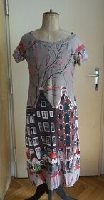 Dámské šaty s postavičkami ve městě vel.M, bavlna
