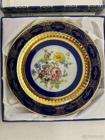 Talíř kobaltový porcelán zlacený - 1