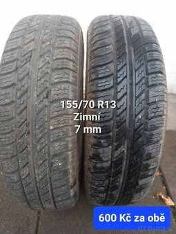 155/70 R13 zimní, cena za obě 600 Kč