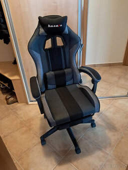 Herní křeslo, kancelářská židle ergon., otáčecí, podnožka