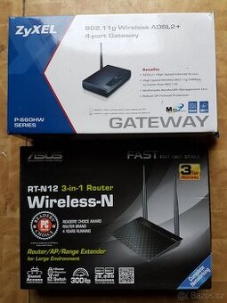 Prodám 2 ks Wi-Fi  router Asus RT-N12 a Zyxel P-660 HW