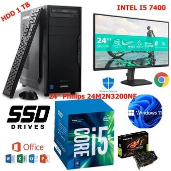 PC SET BARBONE,SSD,HDD 1TB,,GTX 1050,LED 24,W11,záruka