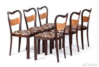 LUXUSNÍ jídelní židle ve stylu ARrt Deco po renovaci, 6 ks.
