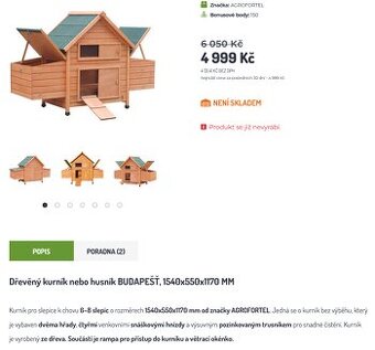 Dřevěný kurník nebo husník BUDAPEŠŤ