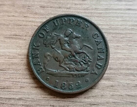 1/2 Penny 1852 Kanada koloniální mince Upper Canada