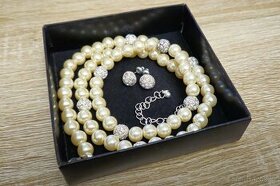 Perlový náhrdelník, náramek, náušnice