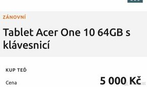 tablet acer one 10 64Gb s klávesnici