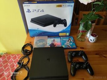 Ps4 slim 500gb 3x hry 2x ovladače orig krabice